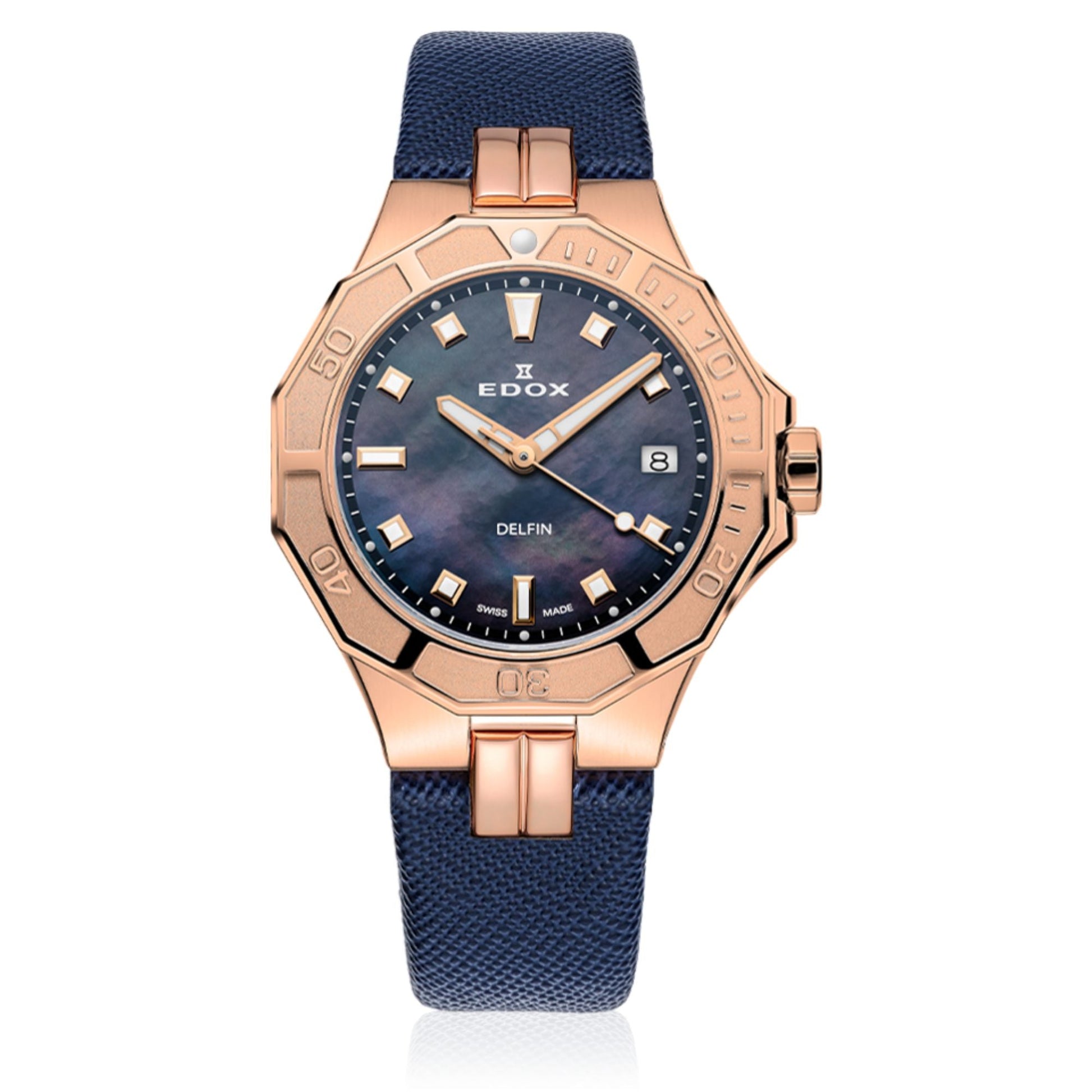 Relógio Edox Feminino Delfin The Original Diver Date Lady Ø 38 mm | Quartzo 53020-37RC-NANR