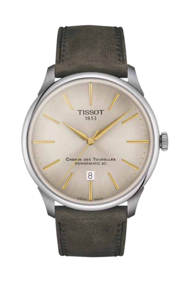 Relógio Tissot Chemin Des Tourelles Powermatic 80 Marfim T139.407.16.261.00 42 mm