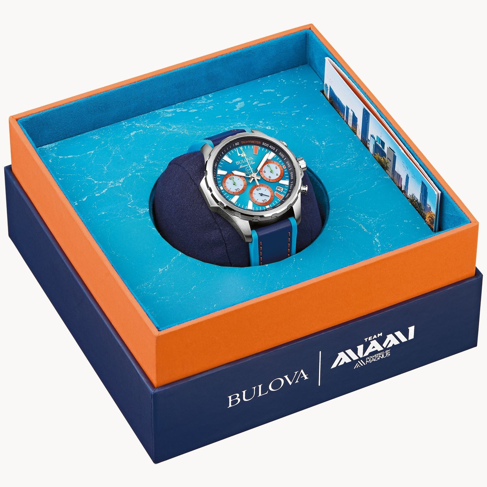 Relógio Bulova E1 Team Miami Marine Star 96B460 43mm