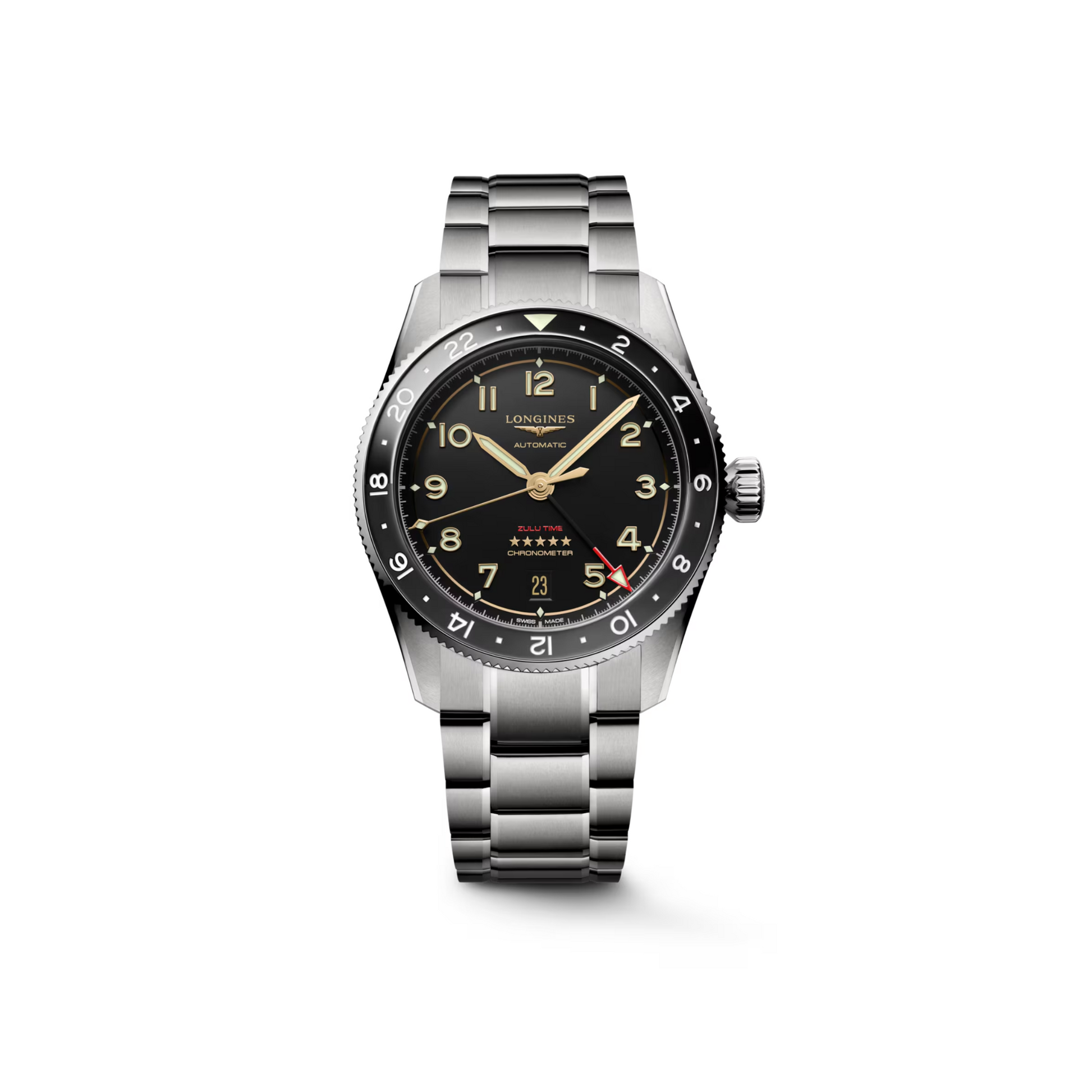 Relógio Longines SPIRIT ZULU TIME 39mm GMT L3.802.1.53.6 Titânio