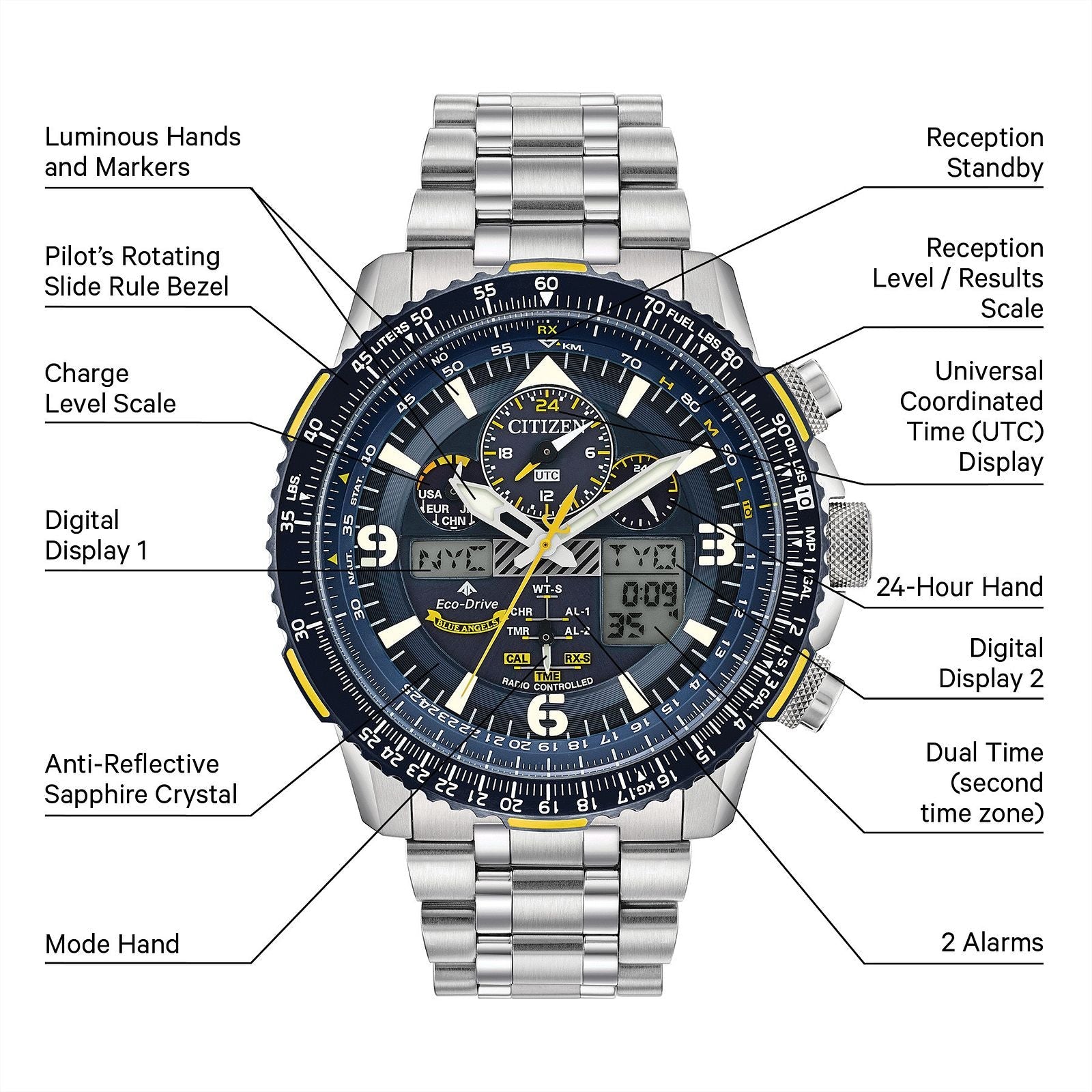 Relógio Citizen Eco-Drive Blue Angels Skyhawk JY8078-52L - Eco-Drive - 45mm