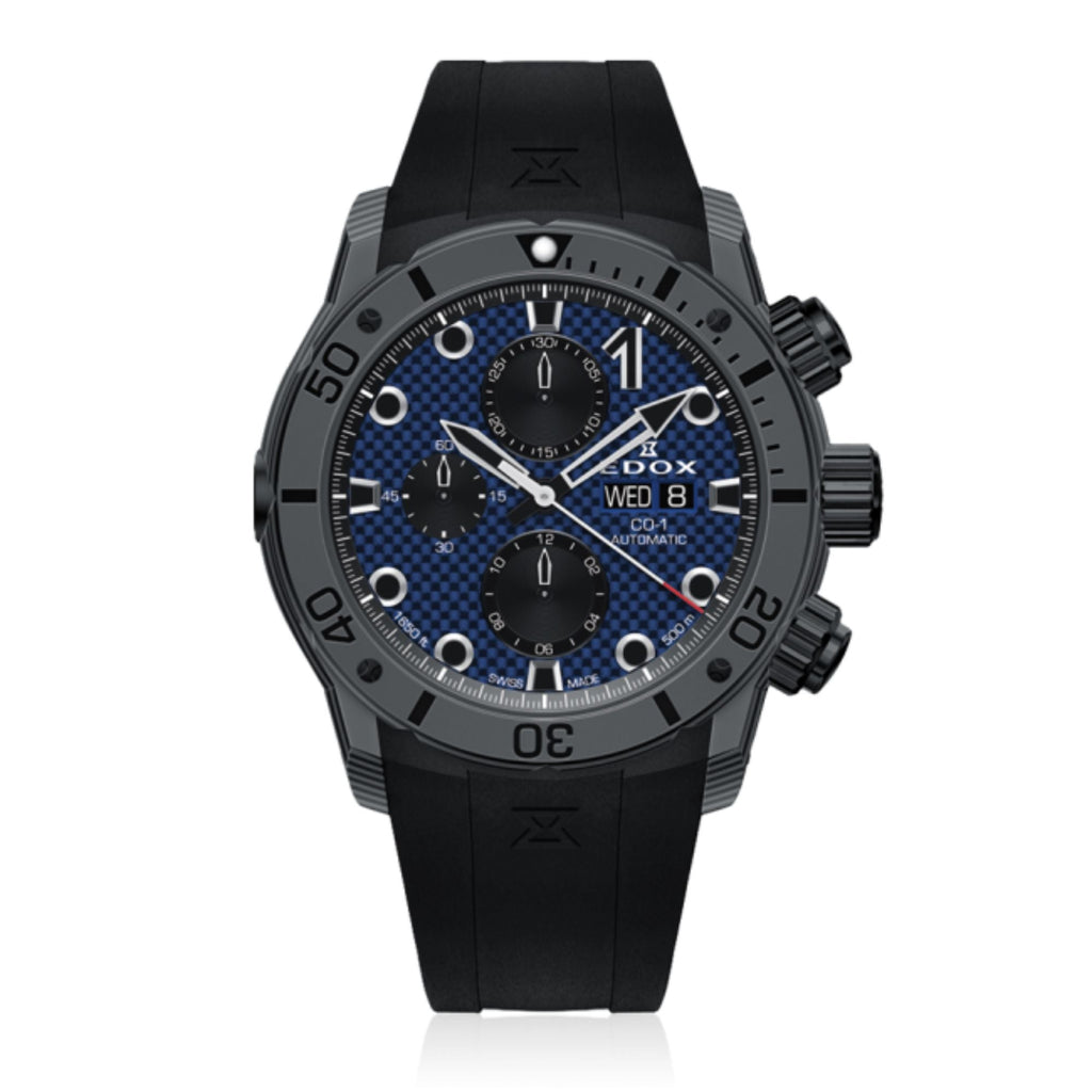 Relógio Edox CO-1 CO-1 Carbon Chronograph Automático Ø 45 mm | 01125-CLNGN-BUNN