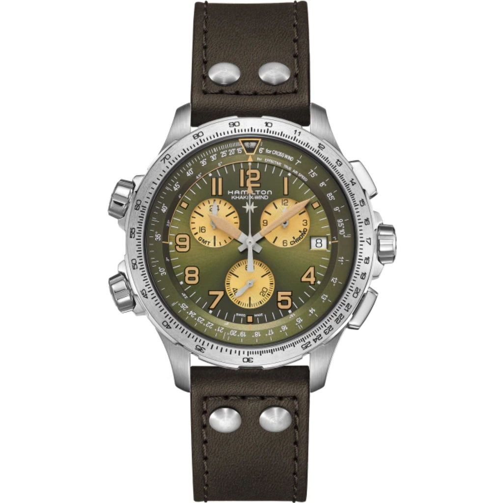 Relógio Hamilton Khaki Aviation X-WIND GMT CHRONO - H77932560 - Quartzo 46mm