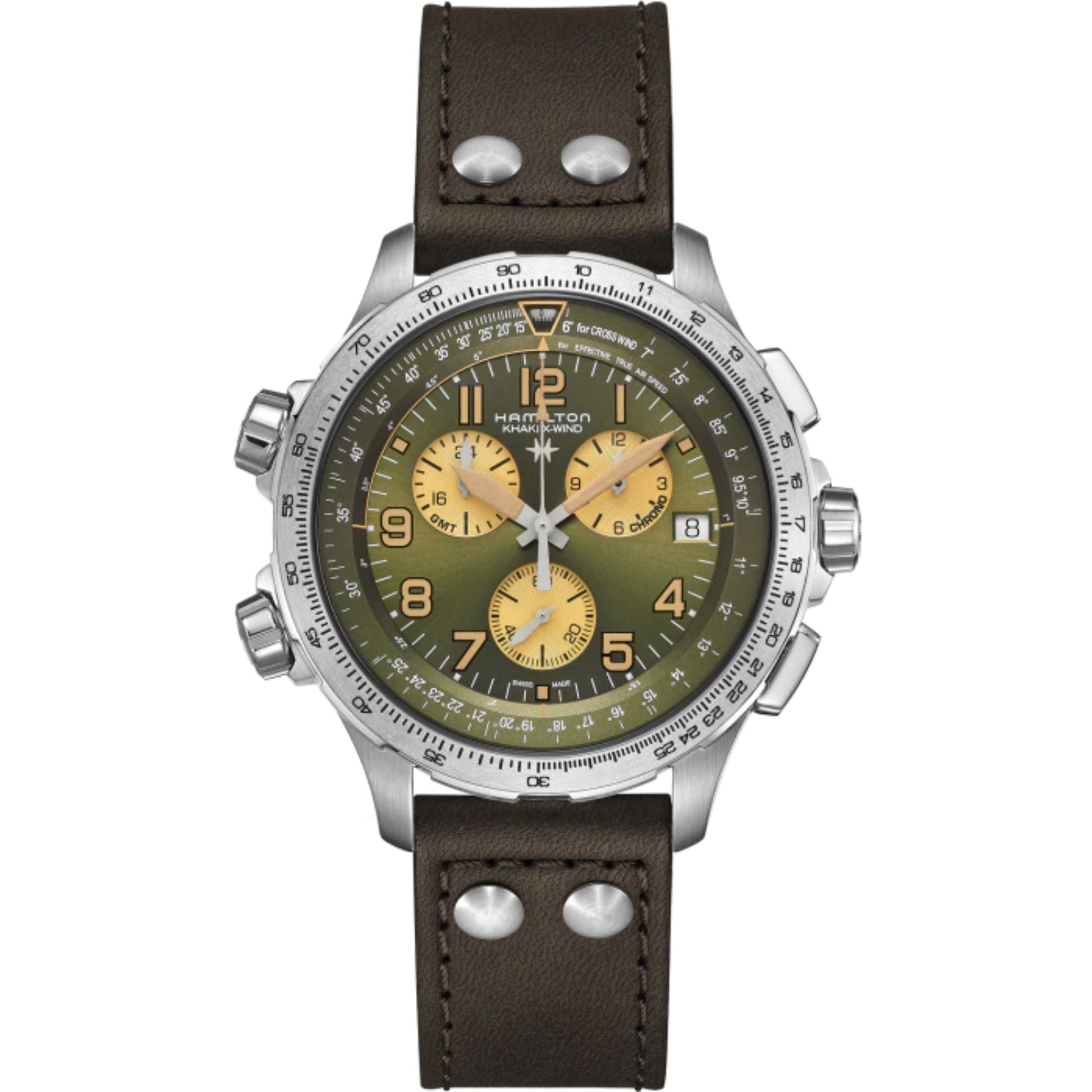 Relógio Hamilton Khaki Aviation X-WIND GMT CHRONO - H77932560 - Quartzo 46mm