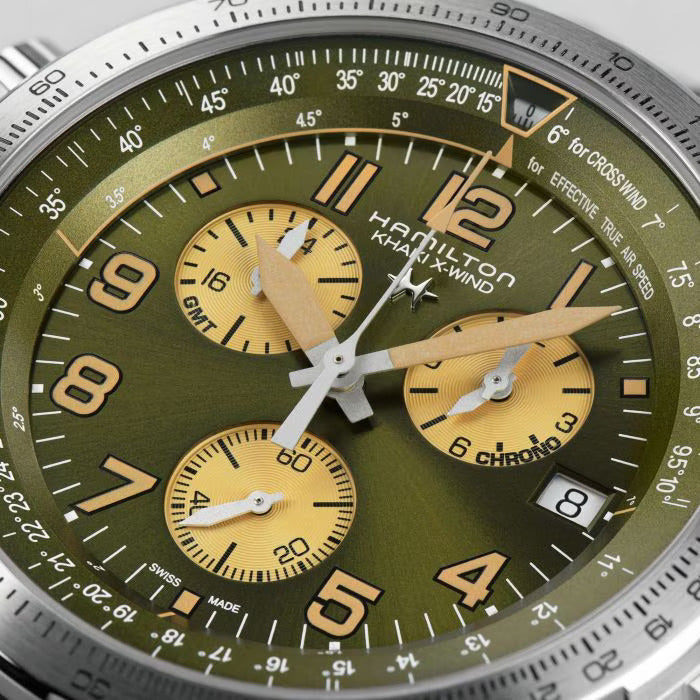 Relógio Hamilton Khaki Aviation X-WIND GMT CHRONO - H77932560 - Quartzo 46mm