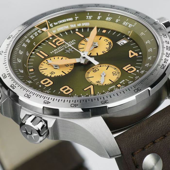 Relógio Hamilton Khaki Aviation X-WIND GMT CHRONO - H77932560 - Quartzo 46mm