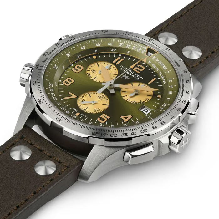 Relógio Hamilton Khaki Aviation X-WIND GMT CHRONO - H77932560 - Quartzo 46mm