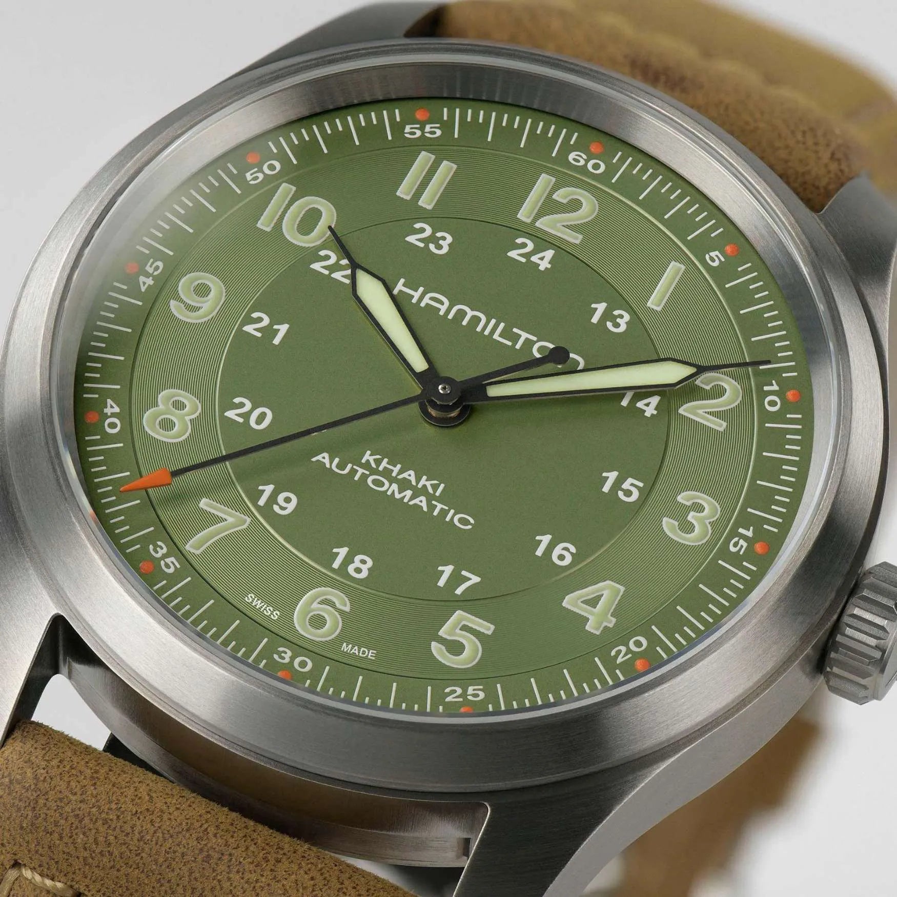Relógio Hamilton Khaki Field Automatic Green Dial Unisex Watch H70205860