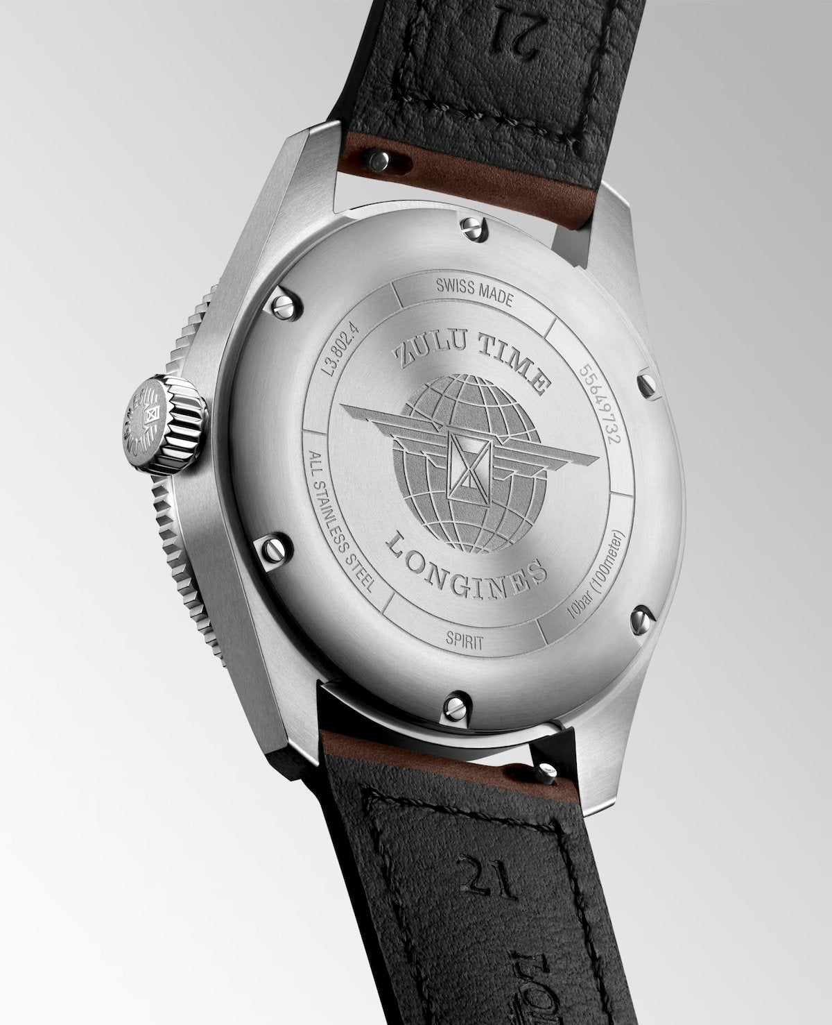 Relógio Longines SPIRIT ZULU TIME L3.802.4.53.2 - Automático 39mm - Unissex