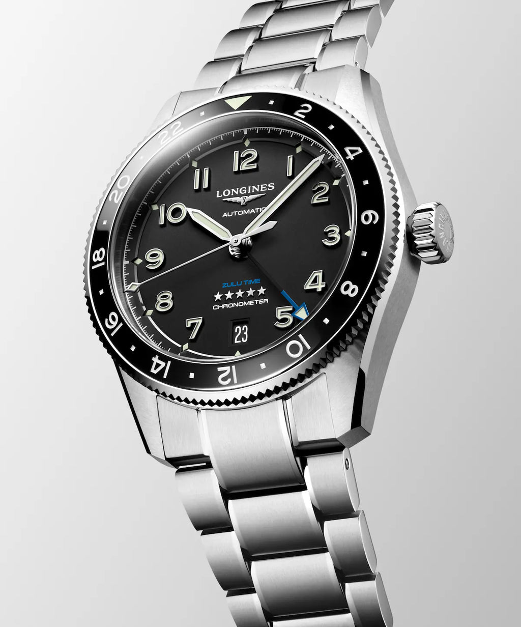 Relógio Longines SPIRIT ZULU TIME L3.802.4.53.6 - Automático 39mm - Unissex