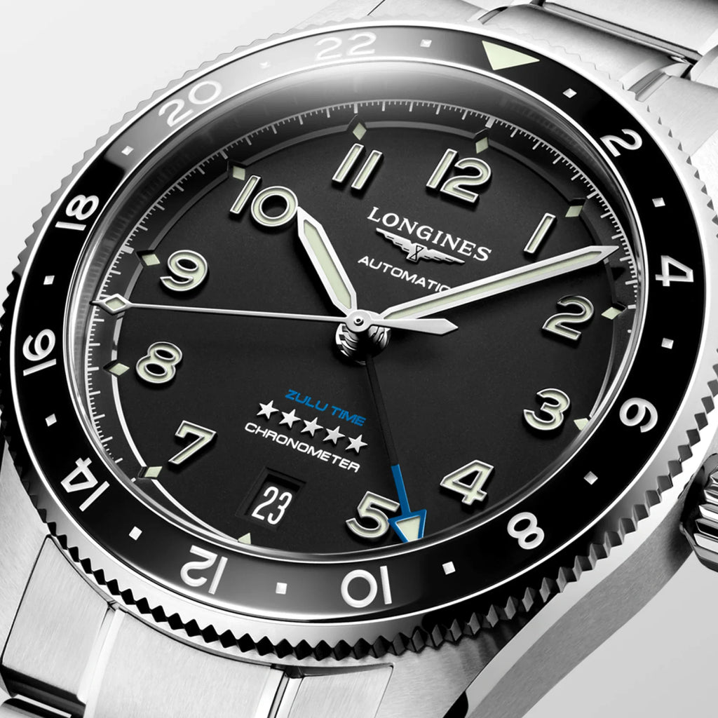 Relógio Longines SPIRIT ZULU TIME L3.802.4.53.6 - Automático 39mm - Unissex