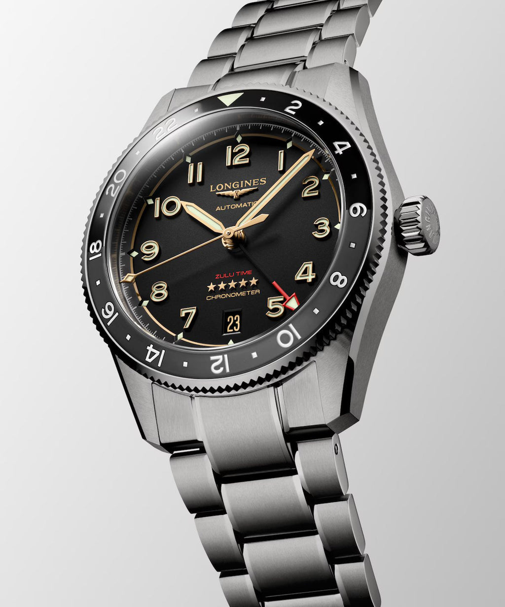Relógio Longines SPIRIT ZULU TIME 39mm GMT L3.802.1.53.6 Titânio