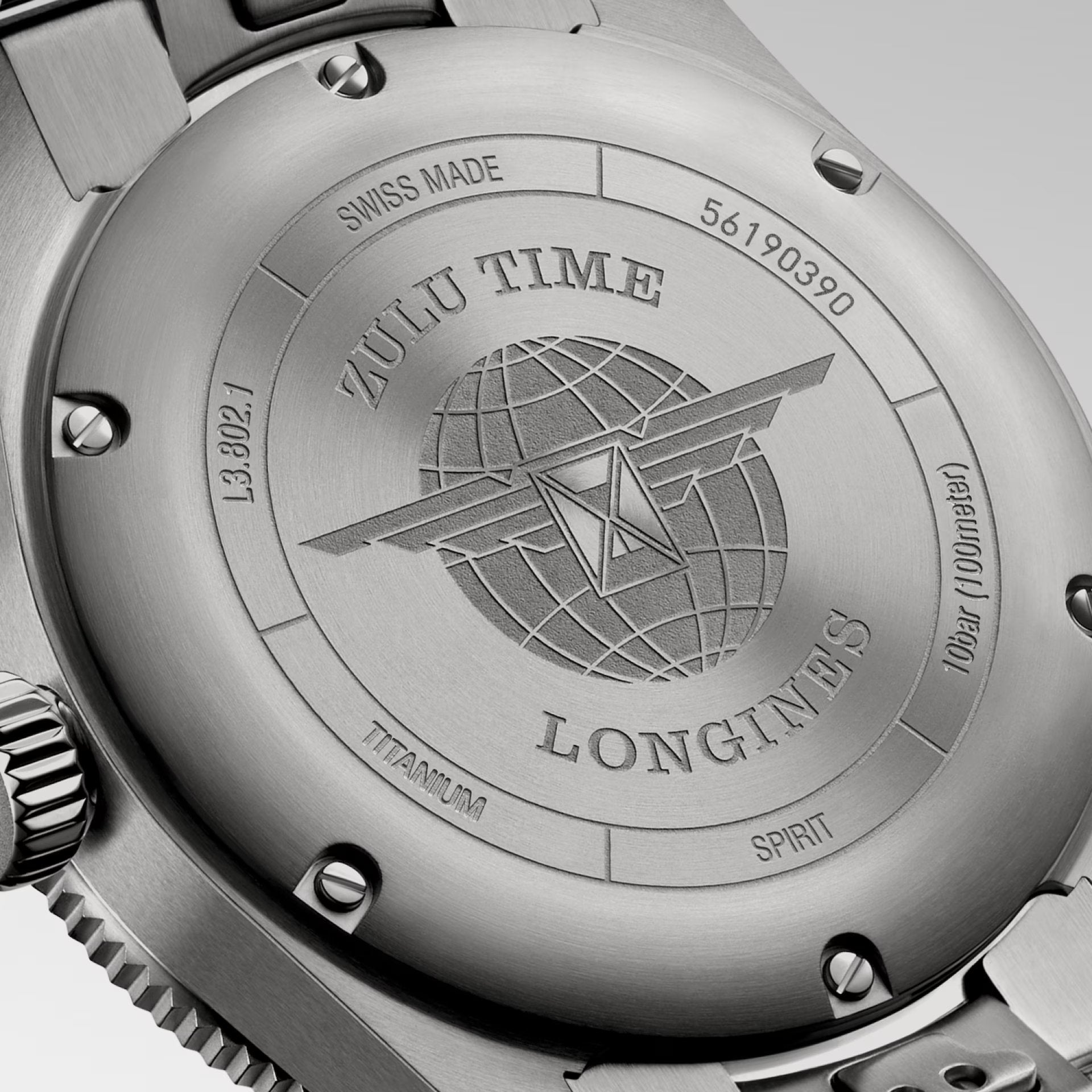 Relógio Longines SPIRIT ZULU TIME 39mm GMT L3.802.1.53.6 Titânio