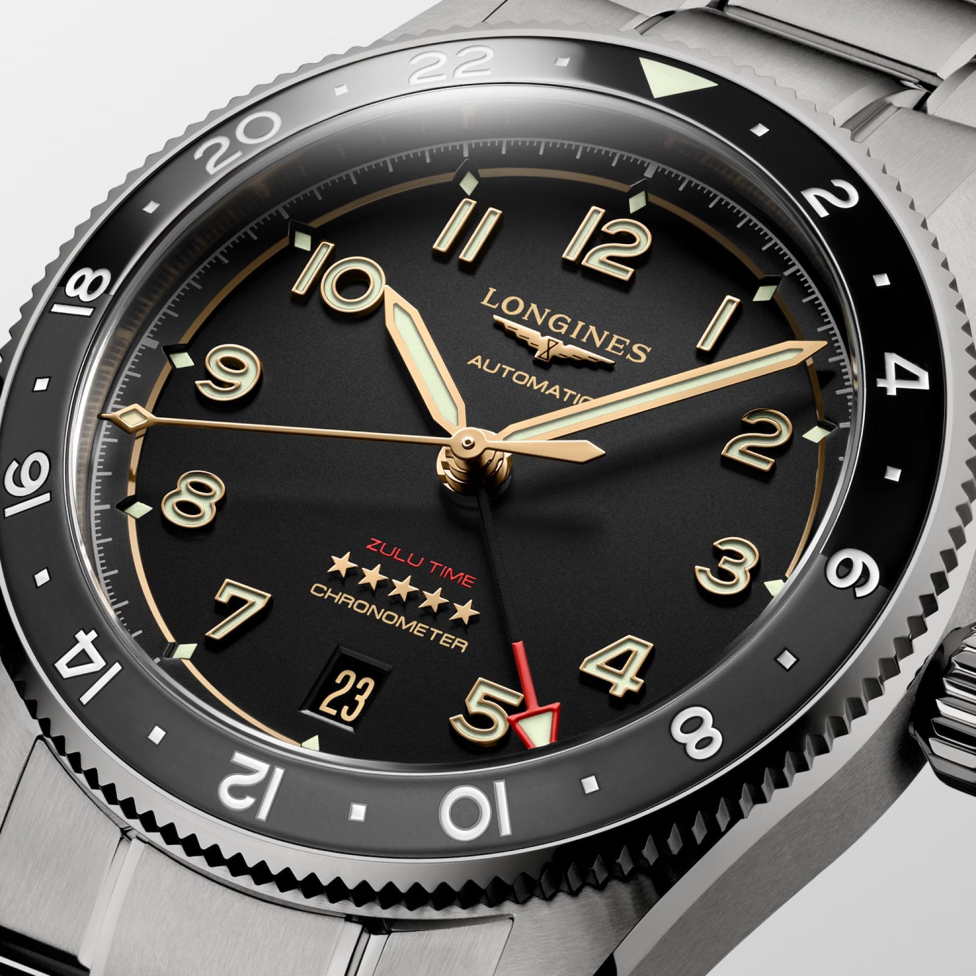 Relógio Longines SPIRIT ZULU TIME 39mm GMT L3.802.1.53.6 Titânio